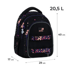 School backpack K26-8001M-1, black / pink, 29x17x40 cm School backpack K26-8001M-1, black / pink, 29x17x40 cm