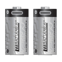 Įkraunamos USB-C baterijos. Galingos, ličio jonų CR123A analoginės 16340 baterijos, 750mAh, 3V (2 vnt.).