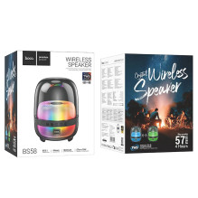 Belaidė kolonėlė „Hoco BS58 10W“, juoda, su spalvingais, šviečiančiais garsais