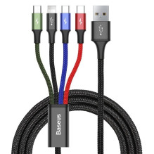 USB Cable - Baseus Fast 4in1 1.2 m Black 2xUSB-C / Lightning / Micro 3.5A