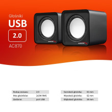 Audiocore AC870 B 2 juostų 3 W juodas, pilkas laidinis Audiocore AC870 B 2 juostų 3 W juodas, pilkas laidinis
