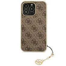 Guess GUHCP13LGF4GBR iPhone 13 Pro / 13 6.1 'rudas / rudas kietasis dėklas 4G Charms Collection Guess GUHCP13LGF4GBR iPhone 13 Pro / 13 6.1 'rudas / rudas kietasis dėklas 4G Charms Collection