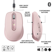 PELĖ USB OPTINĖ WRL MX 3S / ROŽINĖ 910-006931 LOGITECH