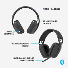 AUSINĖS „ZONE VIBE 100 WRL“ / JUODA 981-001213 LOGITECH AUSINĖS „ZONE VIBE 100 WRL“ / JUODA 981-001213 LOGITECH