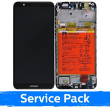 Screen for Huawei P Smart / Enjoy 7S black with frame (Service Pack)