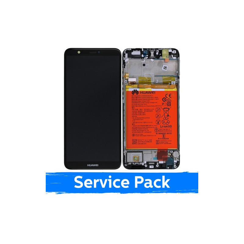Ekranas skirtas Huawei P Smart / Enjoy 7S juodas su rėmeliu (Service Pack)