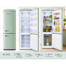 Ravanson LKK-315RM Retro Fridge 597 mm x 707 mm x 1943 mm , 315 l , Total No Frost , Energy Class E , mint