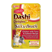 Kačių Skanėstas - Dashi Delights Silky Broth Chicken Tuna Salmon 40g Kačių Skanėstas - Dashi Delights Silky Broth Chicken Tuna Salmon 40g