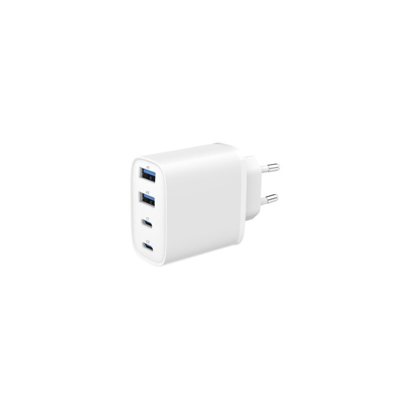 Lādētājs Gembird 4-port 40W USB PD fast charger White 2xType-C 2xType-A QC 3.0