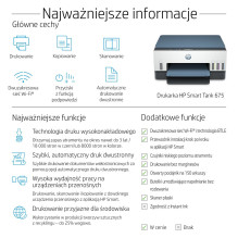 „HP Smart Tank 675“ daugiafunkcis terminis rašalinis spausdintuvas, A4, 4800 x 1200 DPI, 12 ppm, „Wi-Fi“