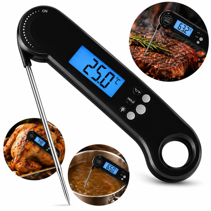 Ūdensnecaurlaidīgs pārtikas termometrs ar zondi un LCD ekrānu (AG254G)