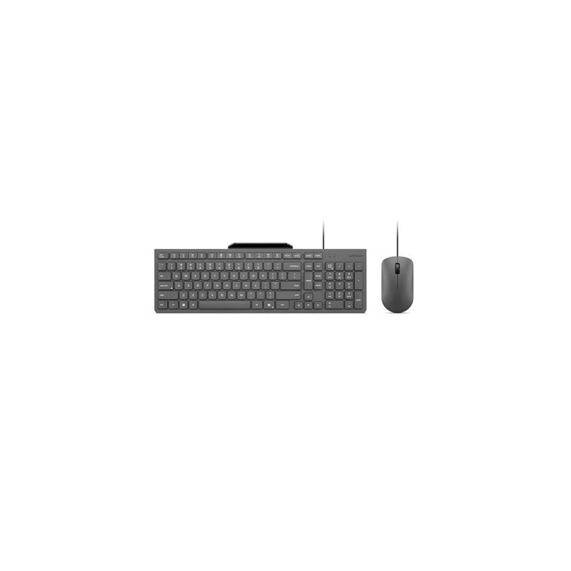 Lenovo 310 USB-A Wired Combo US English Keyboard and Mouse Set Wired Mouse included US English Luna Grey