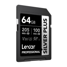 Lexar Professional SILVER PLUS SDXC 64GB atminties kortelė Lexar Professional SILVER PLUS SDXC 64GB atminties kortelė