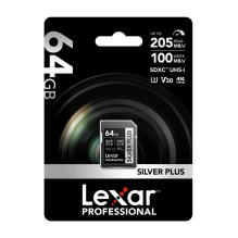 Lexar Professional SILVER PLUS SDXC 64GB atminties kortelė Lexar Professional SILVER PLUS SDXC 64GB atminties kortelė