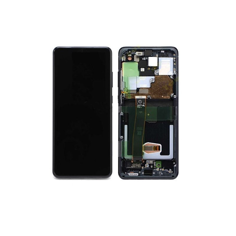 Ekranas Samsung G988 S20 Ultra su lietimui jautriu stikliuku ir rėmeliu Cosmic Black originalus (assembled service pack)