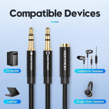 CABLE AUDIO 2X3.5MM TO 3.5MM / 0.3M BBTBY VENTION CABLE AUDIO 2X3.5MM TO 3.5MM / 0.3M BBTBY VENTION
