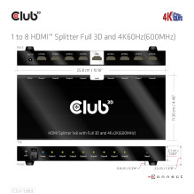 VIDEO SPLITTER HDMI 8PORT / 3D 4K 60HZ CSV-1383 CLUB3D