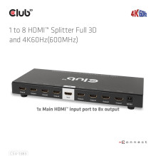 VAIZDO SKIRSTYTUVAS HDMI 8 PRIEVADŲ / 3D 4K 60HZ CSV-1383 CLUB3D