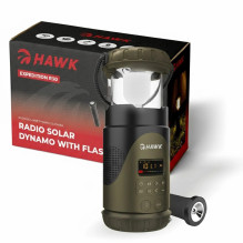 „Hawk HWRDI430GN“ radijo bangomis veikiantis saulės energijos dinamomas su žibintuvėliu