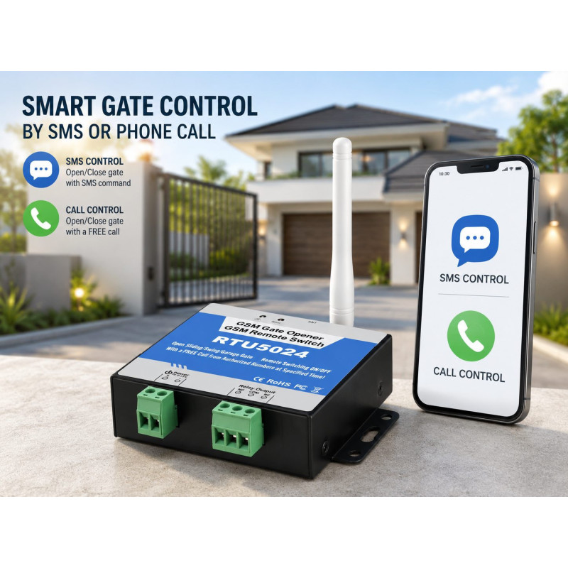 GSM gate control unit with SMS / call control, up to 200 users, RTU5024
