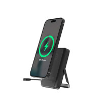Gembird PB10-WPC15MS-01 Magnetic wireless powerbank with integrated stand, 15W, 10000 mAh, black