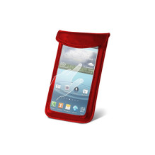 GreenGo XXL TOUCH PRO KEYS Case Universal Transparent Front 4.3 inches Eco Leather Red