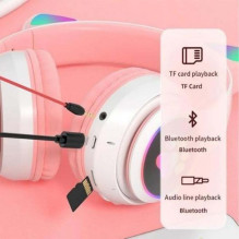„Riff VIV-23M“ „Bluetooth“ ausinės su mikrofonu ir LED lemputėmis, rožinės spalvos