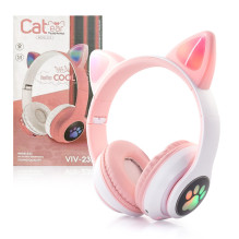 „Riff VIV-23M“ „Bluetooth“ ausinės su mikrofonu ir LED lemputėmis, rožinės spalvos