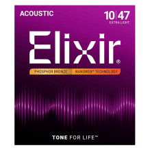 Akustinės gitaros stygos - Elixir 16002 Fosforo Bronza 10-47 Ekstra Lengva Akustinės gitaros stygos - Elixir 16002 Fosforo Bronza 10-47 Ekstra Lengva