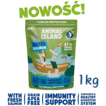 ANIMAL ISLAND lašiša - sausas šunų ėdalas - 1 kg ANIMAL ISLAND lašiša - sausas šunų ėdalas - 1 kg