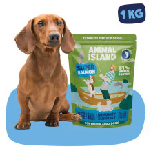 ANIMAL ISLAND lašiša - sausas šunų ėdalas - 1 kg ANIMAL ISLAND lašiša - sausas šunų ėdalas - 1 kg