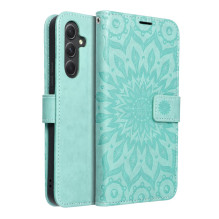 Atverčiamas dėklas, skirtas „Samsung A54 5G Mezzo Book“, žalias, mandala. Atverčiamas dėklas, skirtas „Samsung A54 5G Mezzo Book“, žalias, mandala.