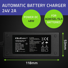 Qoltec 52665 Automatic charger for AGM GEL STD batteries , 24V charger , 2A , 48W , LED , 1.8m cable Qoltec 52665 Automatic charger for AGM GEL STD batteries , 24V charger , 2A , 48W , LED , 1.8m cable