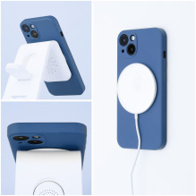 Silikoninis dėklas, skirtas „Samsung A54“, suderinamas su „MagSafe“ (fotoaparato apsauga), mėlynas