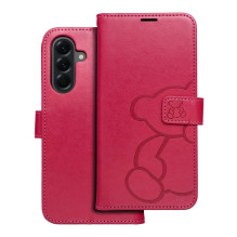 Atverčiamas dėklas, skirtas „Samsung A56 5G Mezzo Book“, rausvai raudonas meškiuko formos dėklas Atverčiamas dėklas, skirtas „Samsung A56 5G Mezzo Book“, rausvai raudonas meškiuko formos dėklas