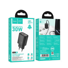 Telefono įkroviklis Hoco USB C QC PD 30W N62 juodas Telefono įkroviklis Hoco USB C QC PD 30W N62 juodas