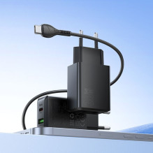 Telefono įkroviklis Hoco USB A + USB C QC3.0 PD AFC 3A 30W + laidas USB C į USB C N71 juodas Telefono įkroviklis Hoco USB A + USB C QC3.0 PD AFC 3A 30W + laidas USB C į USB C N71 juodas