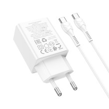 Telefono įkroviklis Hoco USB A + USB C QC3.0 PD AFC 3A 30W + laidas USB C į USB C N71 baltas Telefono įkroviklis Hoco USB A + USB C QC3.0 PD AFC 3A 30W + laidas USB C į USB C N71 baltas