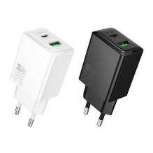 Telefono įkroviklis Hoco USB A + USB C QC3.0 PD AFC 3A 30W N71 juodas Telefono įkroviklis Hoco USB A + USB C QC3.0 PD AFC 3A 30W N71 juodas
