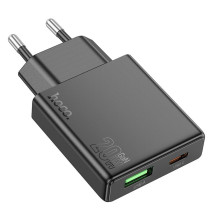 Telefono įkroviklis Hoco Slim USB A + USB C QC3.0 PD 3A 20W N38 juodas