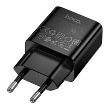 Telefono įkroviklis Hoco USB C QC PD 25W N76 juodas Telefono įkroviklis Hoco USB C QC PD 25W N76 juodas