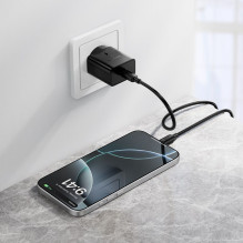 Telefono įkroviklis Hoco USB C QC PD 25W N76 juodas Telefono įkroviklis Hoco USB C QC PD 25W N76 juodas