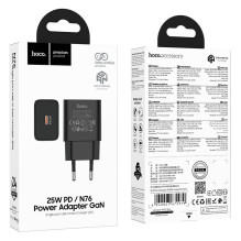 Telefono įkroviklis Hoco USB C QC PD 25W N76 juodas Telefono įkroviklis Hoco USB C QC PD 25W N76 juodas
