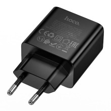 Telefono įkroviklis Hoco USB C QC PD 45W N77 juodas Telefono įkroviklis Hoco USB C QC PD 45W N77 juodas