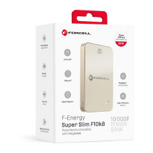 Powerbank compatible with MagSafe Forcell F-Energy SuperSlim F10K8 QC4.0 PD3.0 15W 10000 mAh titanium desert