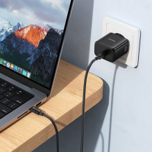 Telefono GaN įkroviklis Hoco USB C PD AVS 40W max 60W N83 juodas Telefono GaN įkroviklis Hoco USB C PD AVS 40W max 60W N83 juodas