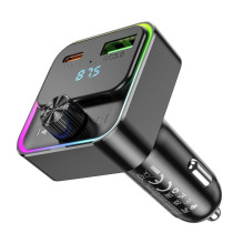 Automobilinis įkroviklis Hoco QC3.0 PD 30W su FM siųstuvu E81, juodas Automobilinis įkroviklis Hoco QC3.0 PD 30W su FM siųstuvu E81, juodas