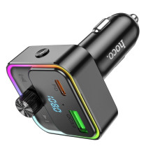 Automobilinis įkroviklis Hoco QC3.0 PD 30W su FM siųstuvu E81, juodas Automobilinis įkroviklis Hoco QC3.0 PD 30W su FM siųstuvu E81, juodas