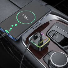 Car charger Hoco QC3.0 PD 30W with transmitter FM E81 black Car charger Hoco QC3.0 PD 30W with transmitter FM E81 black