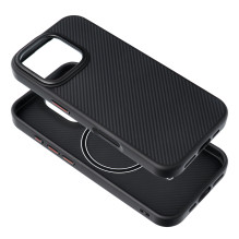 „iPhone 15 Carbon Elite Mag Cover“ dėklas, suderinamas su „MagSafe“, juodas „iPhone 15 Carbon Elite Mag Cover“ dėklas, suderinamas su „MagSafe“, juodas